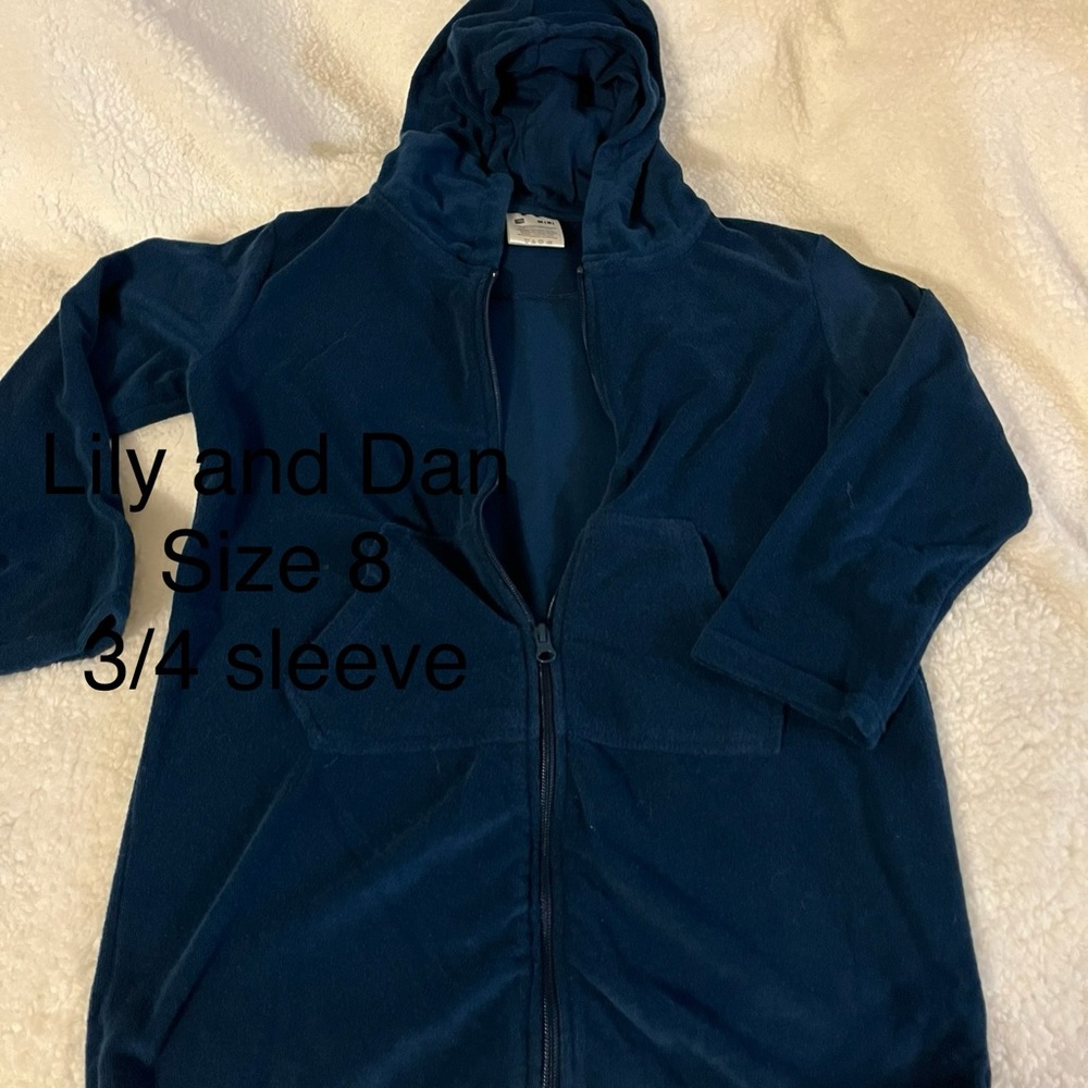 Navy Hooded Jacket with 3/4 Sleeves